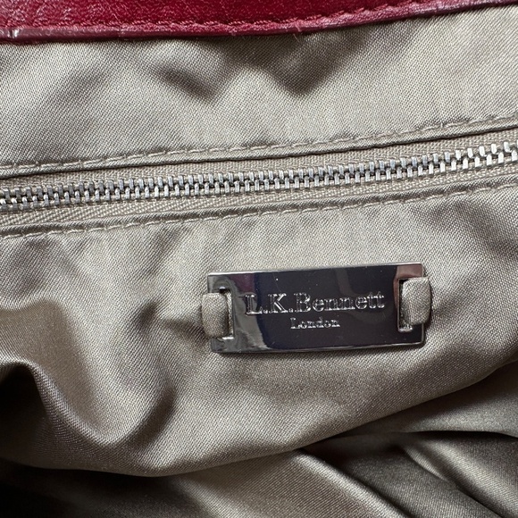 L.K.BENNETT LONDON BURGUNDY RED SNAKESKIN LEATHER  HANDBAG SATCHEL - Picture 15 of 16